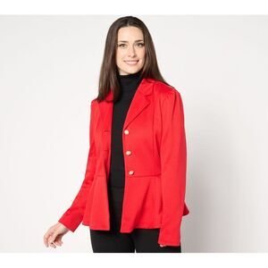 Studio Park Women's Top Sz XL X Jane Treacy Knit Peplum Jacket WINE A665331